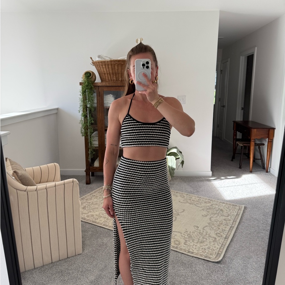 Free People Striped Black and White Women's Skirt